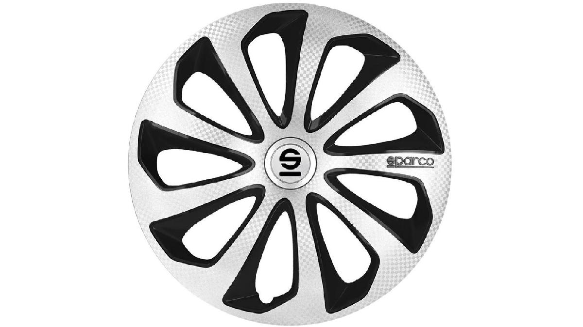 Enjoliveur+Sparco+Sicilia+16+pouces+argent%2Fnoir%2Fcarbon%C3%A9+%28%C3%A0+l%27unit%C3%A9%29